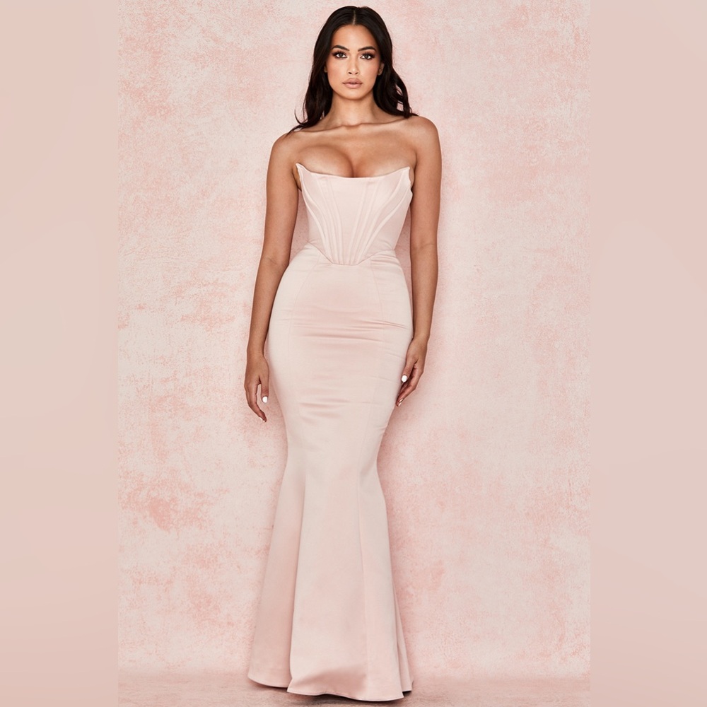 House of CB Blush Pink Strapless Corset Maxi Dress